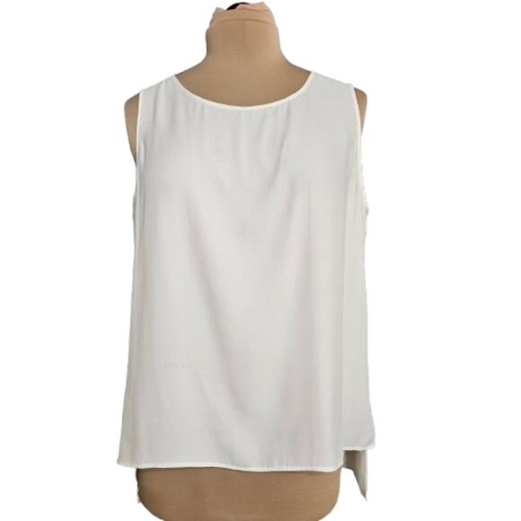 Chico's Black Label Top Womens Split Back White High Low Tunic Blouse Large 2 - Picture 1 of 11